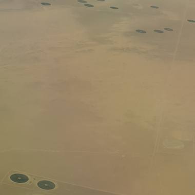 Centre-pivot irrigation circles in the Arabian desert