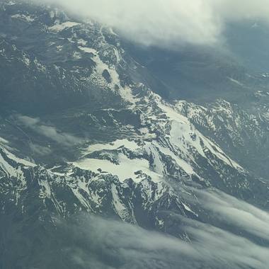 Snow on the high ridges of the Alps