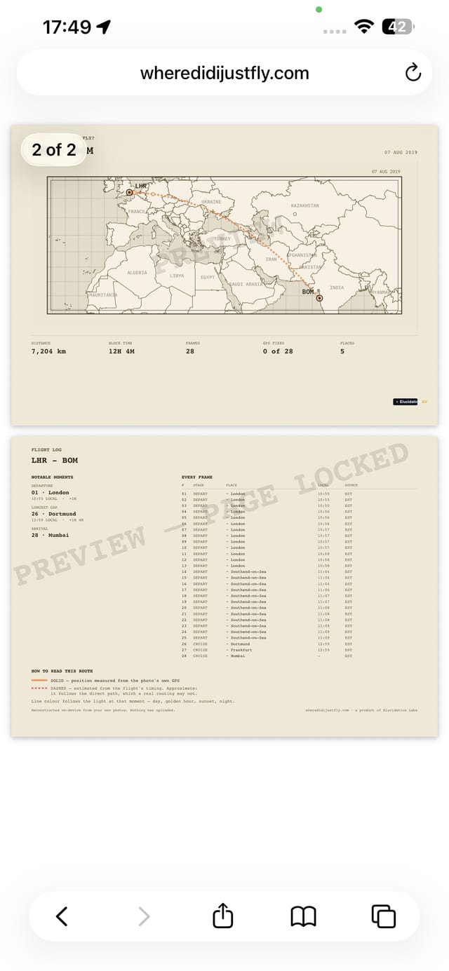 The printable flight log: the atlas route plate and the every-frame table
